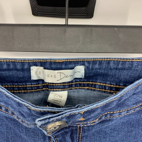 Cato Jeans Flare Blue Distresed Denim Released Raw Hem - Picture 3 of 10